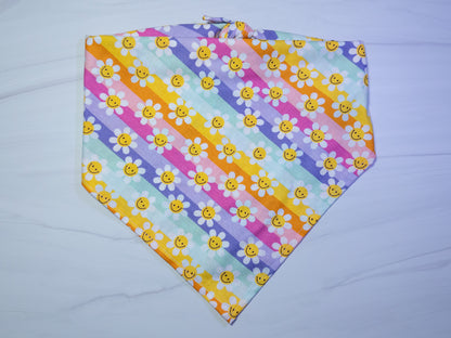 Pastel Rainbow Daisy Dog Bandana - Ready to Ship