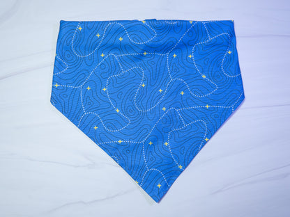 Blue Topo Lines Adventure Dog Bandana - Ready to Ship
