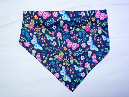 Pink and Blue Butterfly Floral Dog Bandana - Ready to Ship