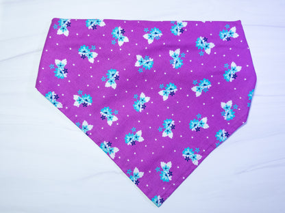 Teal Flowers Purple Dog Bandana - Ready to Ship