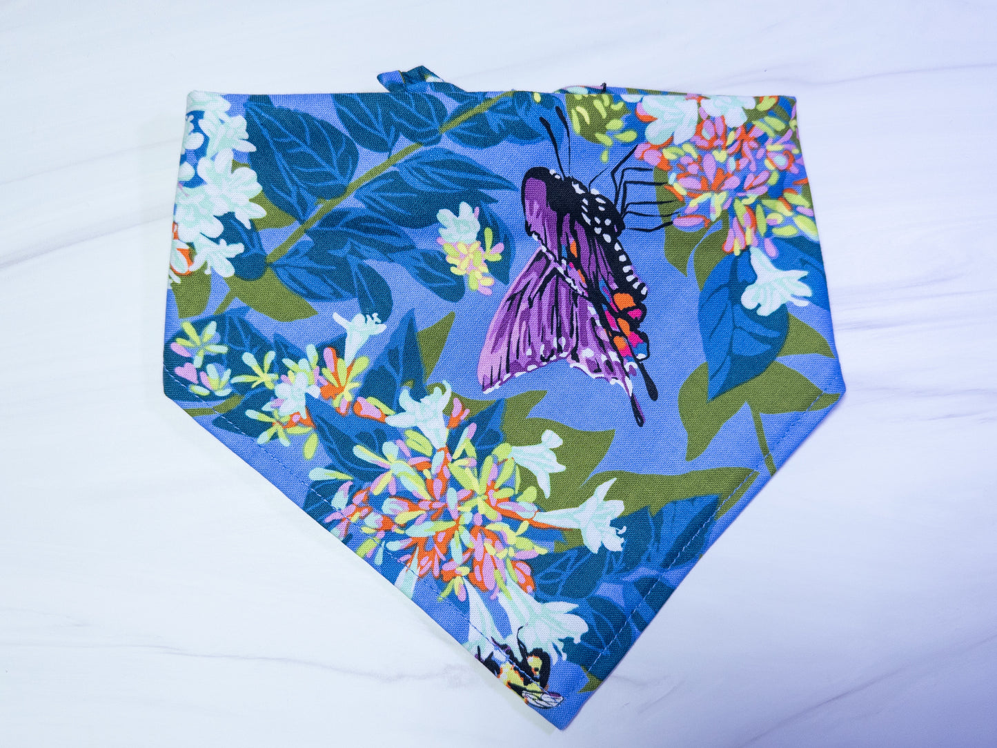 Periwinkle Butterflies & Wildflowers Dog Bandana - Ready to Ship
